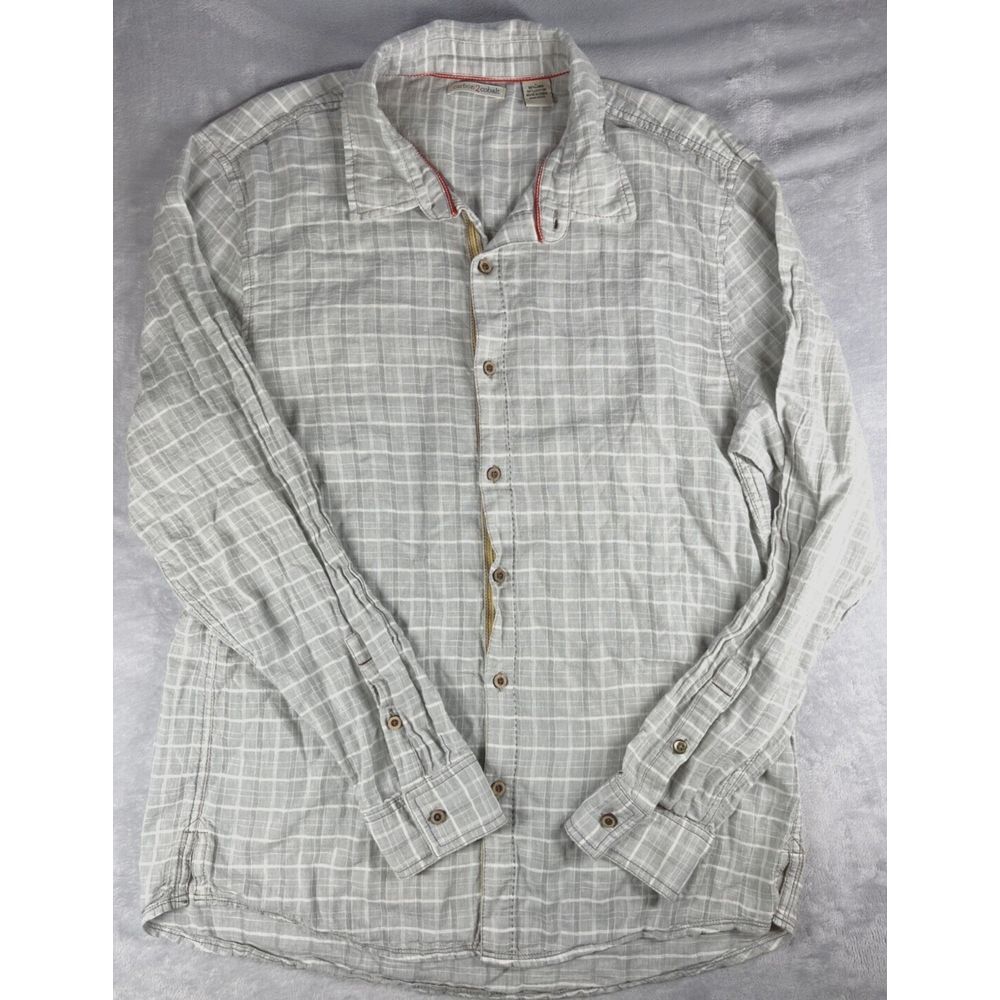 Carbon2Cobalt Linen Cotton Blend Preppy Long‎ Sleeve Casual Button Down Shirt L